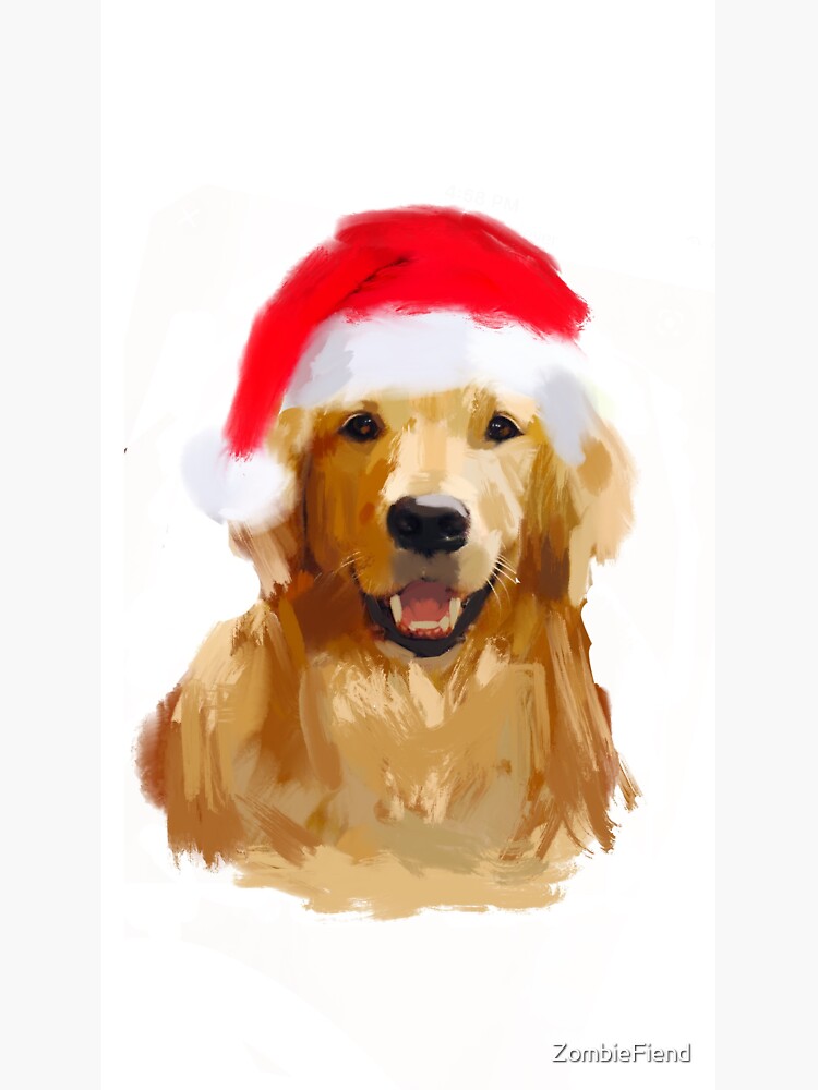 Golden Retriever Santa Hat Dog original digital painting by ZombieFiend