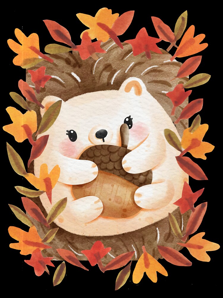 Cute Hedgehog Acorn Autumn Leaves Fall Sticker by Gear Camel