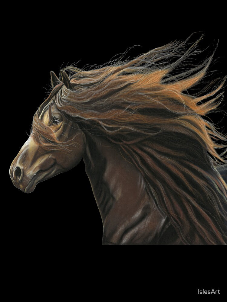 Beautiful Horse art green background - Equestrian art - horse lover by IslesArt