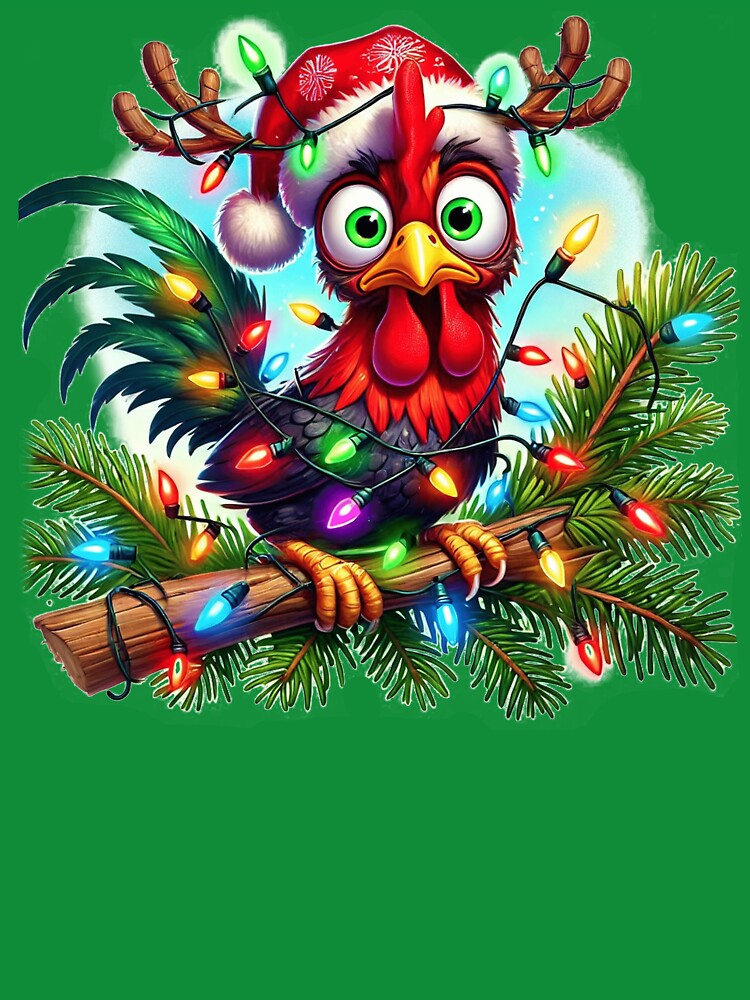 Funny Christmas Rooster Tangled Holiday Lights by SiarheiYur