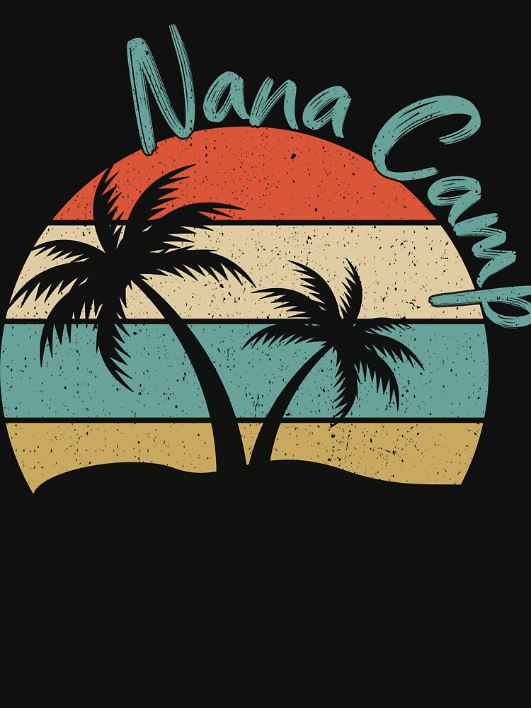 Nana Camp Beach Sunset Palm Tree Retro Vintage by Artist's Fingerprint