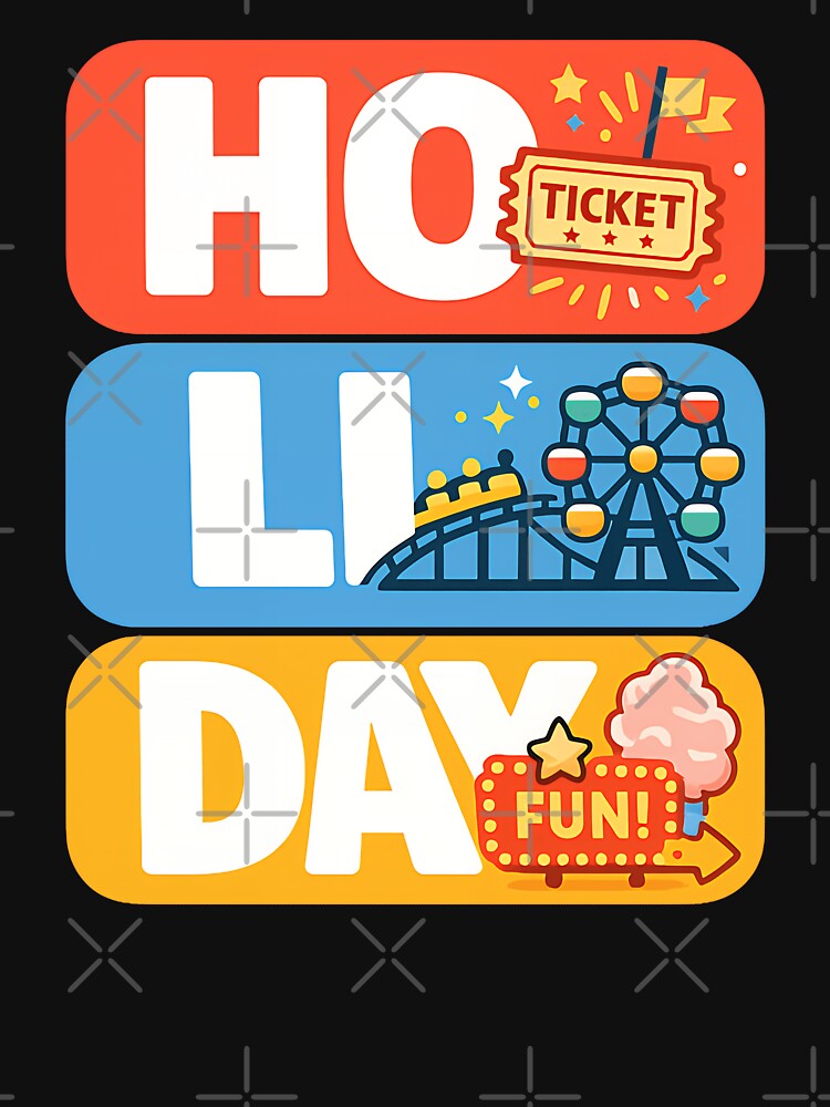 HO LI DAY Theme Park Holiday Typography Design by TeeTimeTreasure