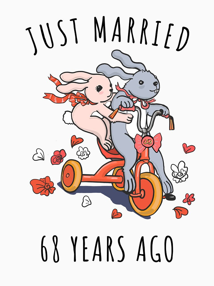 Just Married 68 Years Ago - 68th Anniversary Couple Bunnies Tee, Phone Cases And Other Gifts by MemWear
