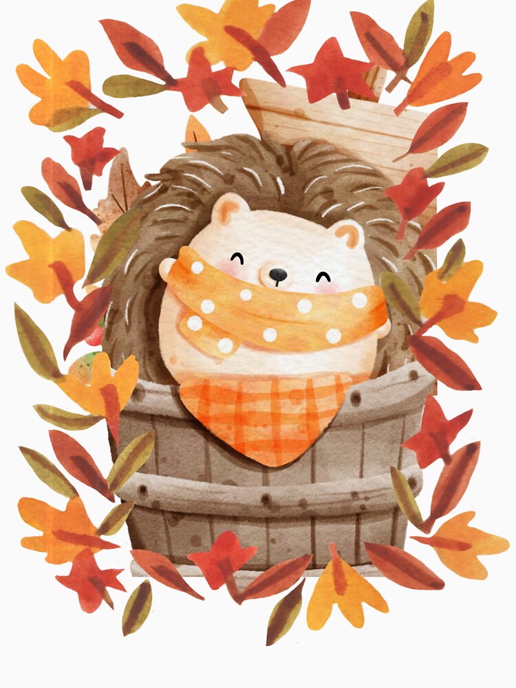 Cute Baby Hedgehog Autumn Leaves Barrel Fall Sticker by Gear Camel