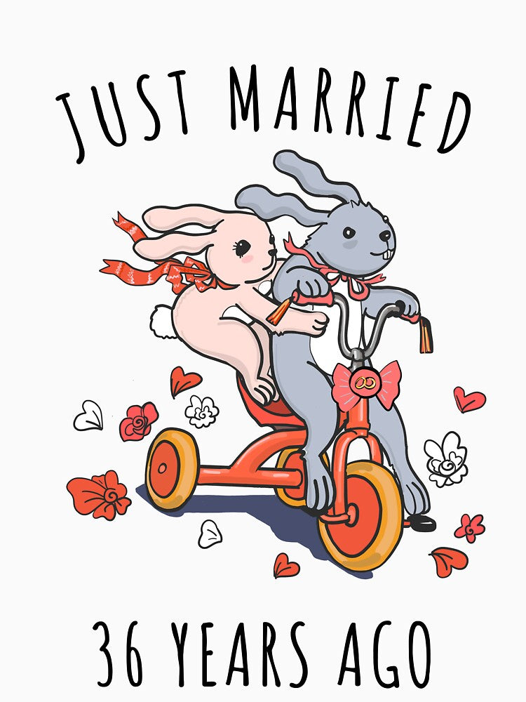 Just Married 36 Years Ago - 36th Anniversary Couple Bunnies Tee, Phone Cases And Other Gifts by MemWear