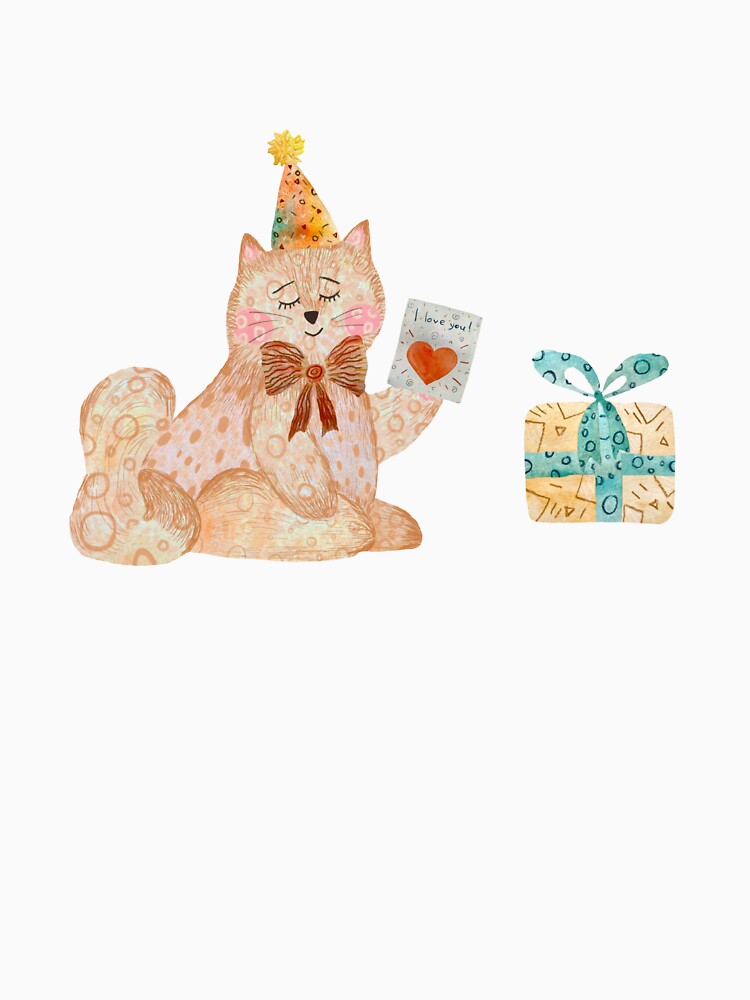 Cat toy card love gift textured watercolor blue by Yana Mustafina | Boho Soulful Designs