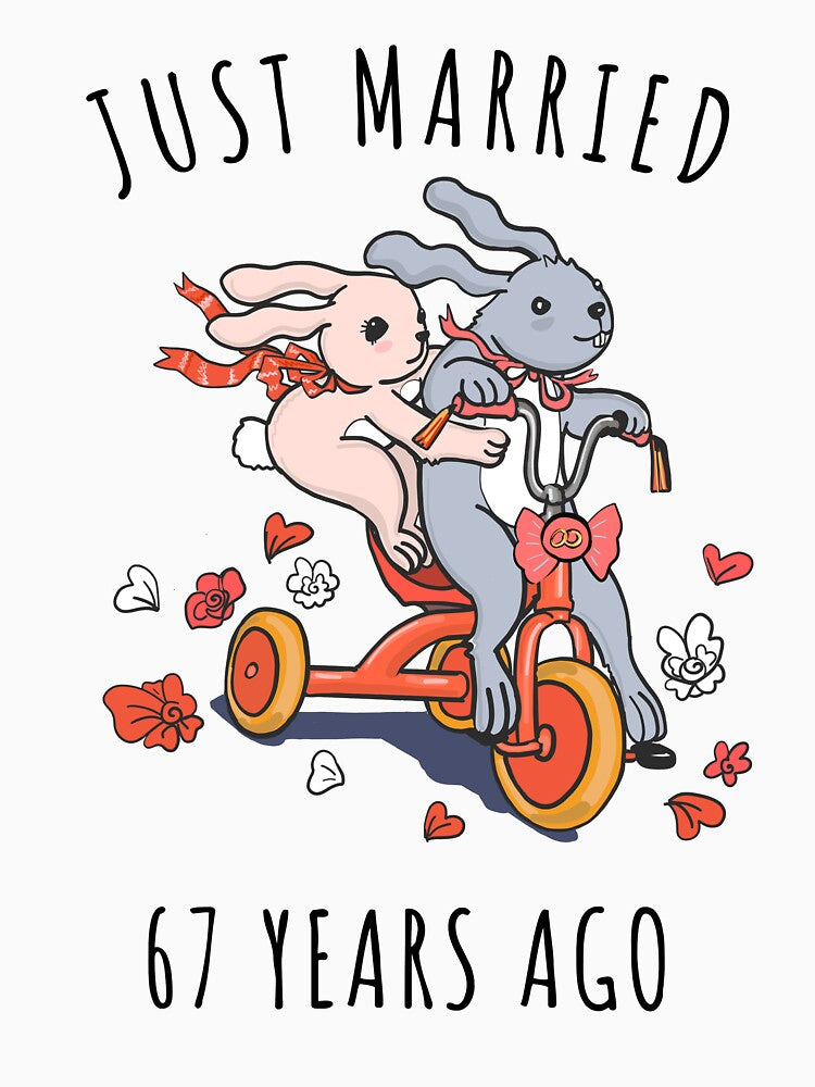 Just Married 67 Years Ago - 67th Anniversary Couple Bunnies Tee, Phone Cases And Other Gifts by MemWear