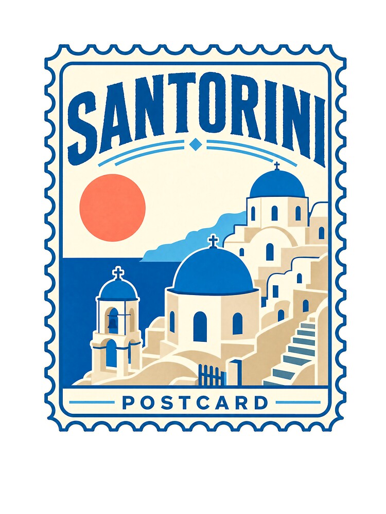Santorini postcard holiday souvenir by pirminio