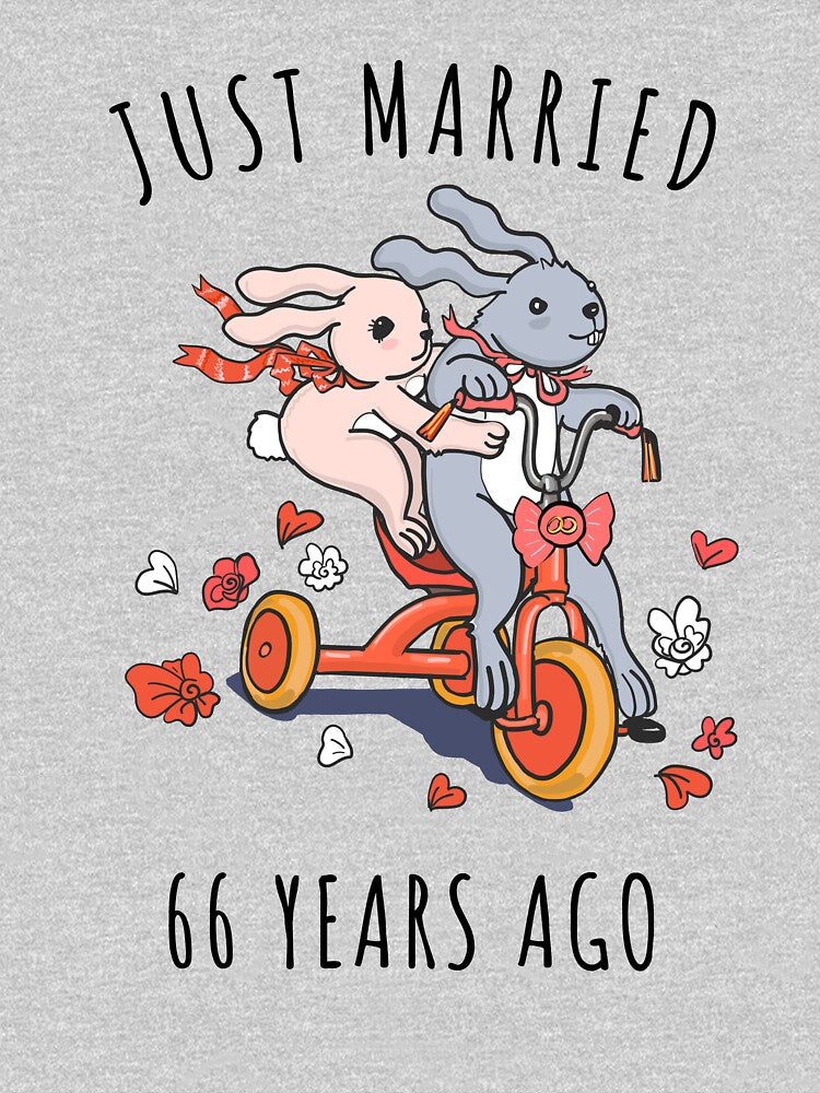 Just Married 66 Years Ago - 66th Anniversary Couple Bunnies Tee, Phone Cases And Other Gifts by MemWear