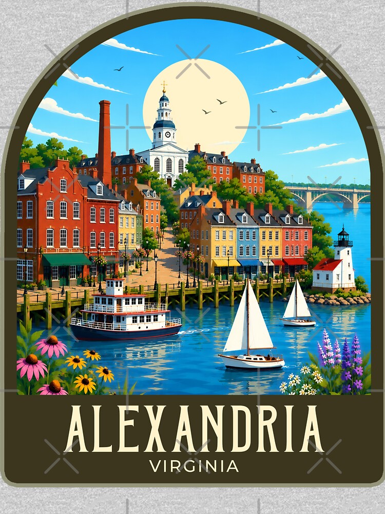 Alexandria Virginia Vintage Travel Illustration by HomeLivingCo