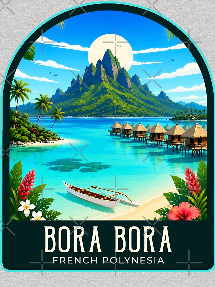 Bora Bora Vintage Travel Illustration by HomeLivingCo