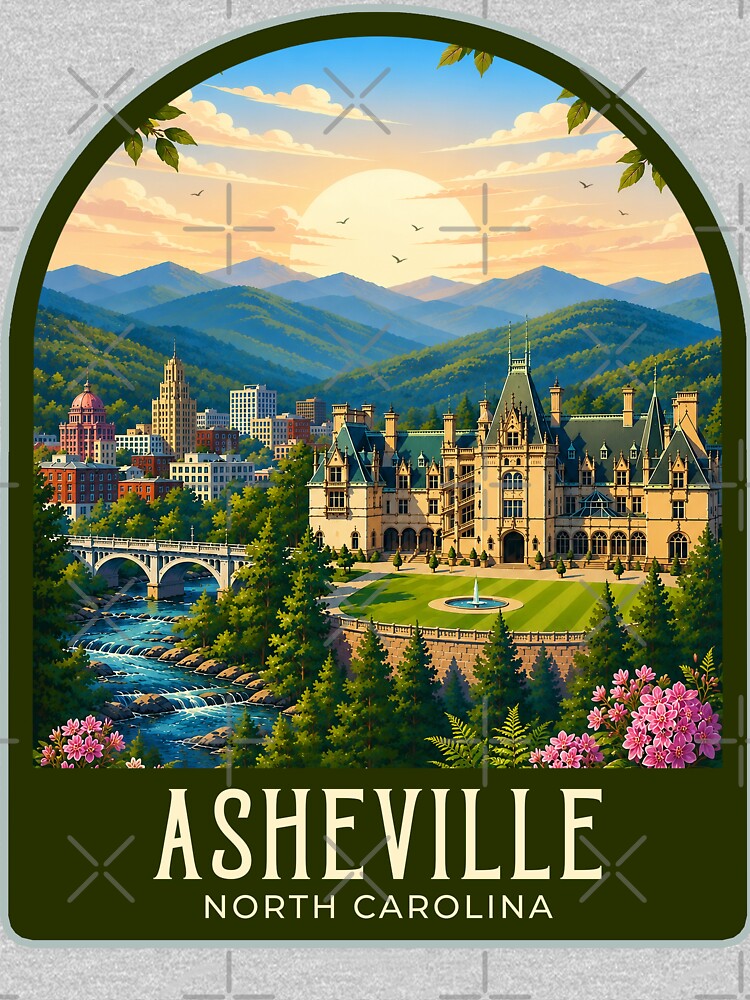 Asheville Vintage Travel Illustration by HomeLivingCo