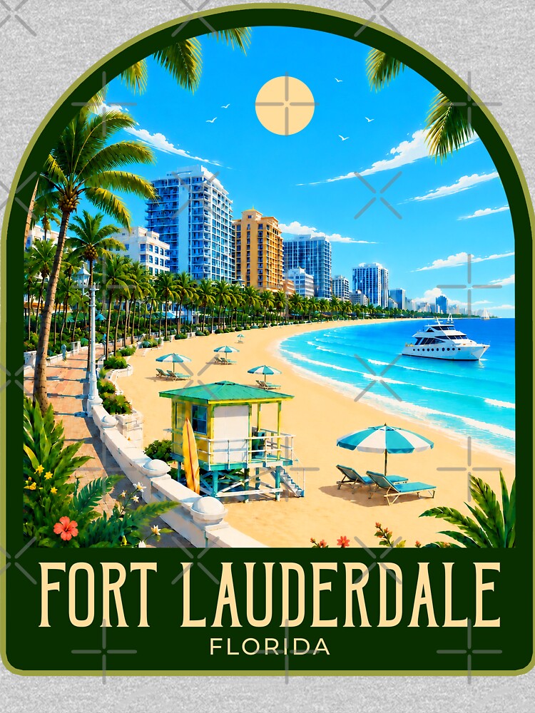 Fort Lauderdale Vintage Travel Illustration by HomeLivingCo