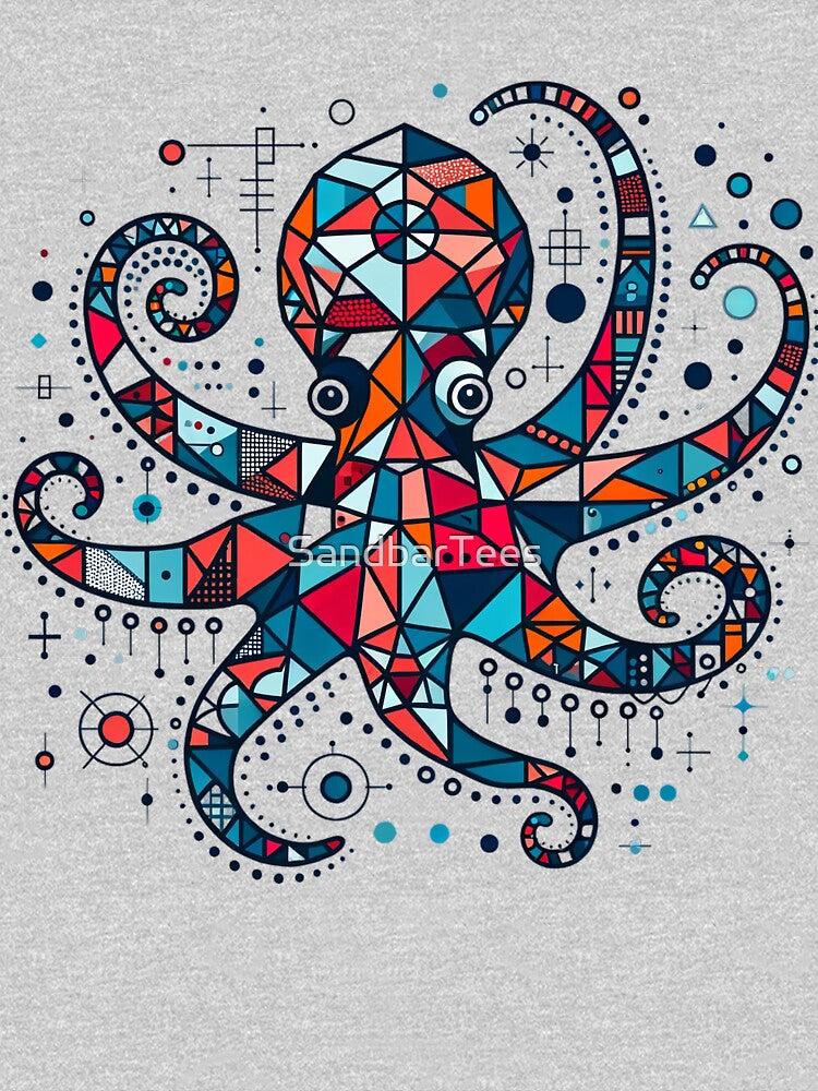 Artistic Colorful Geometric Octopus Design by SandbarTees