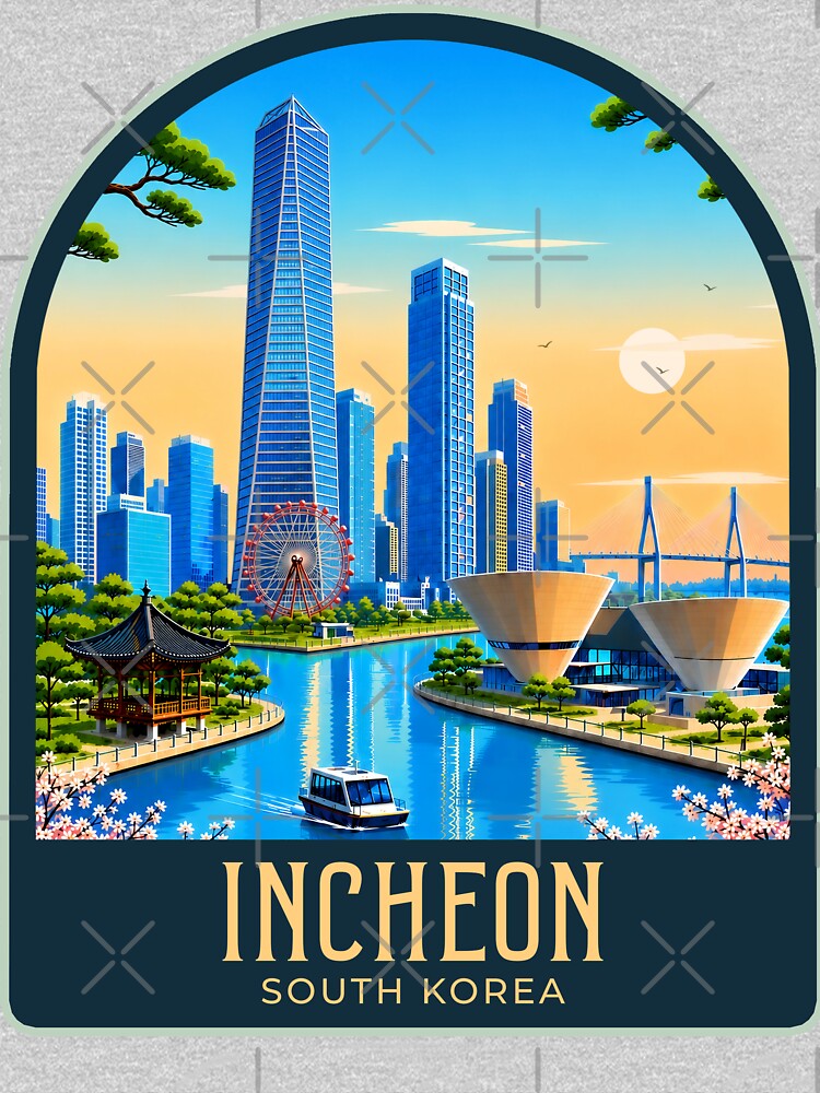 Incheon Vintage Travel Illustration by HomeLivingCo