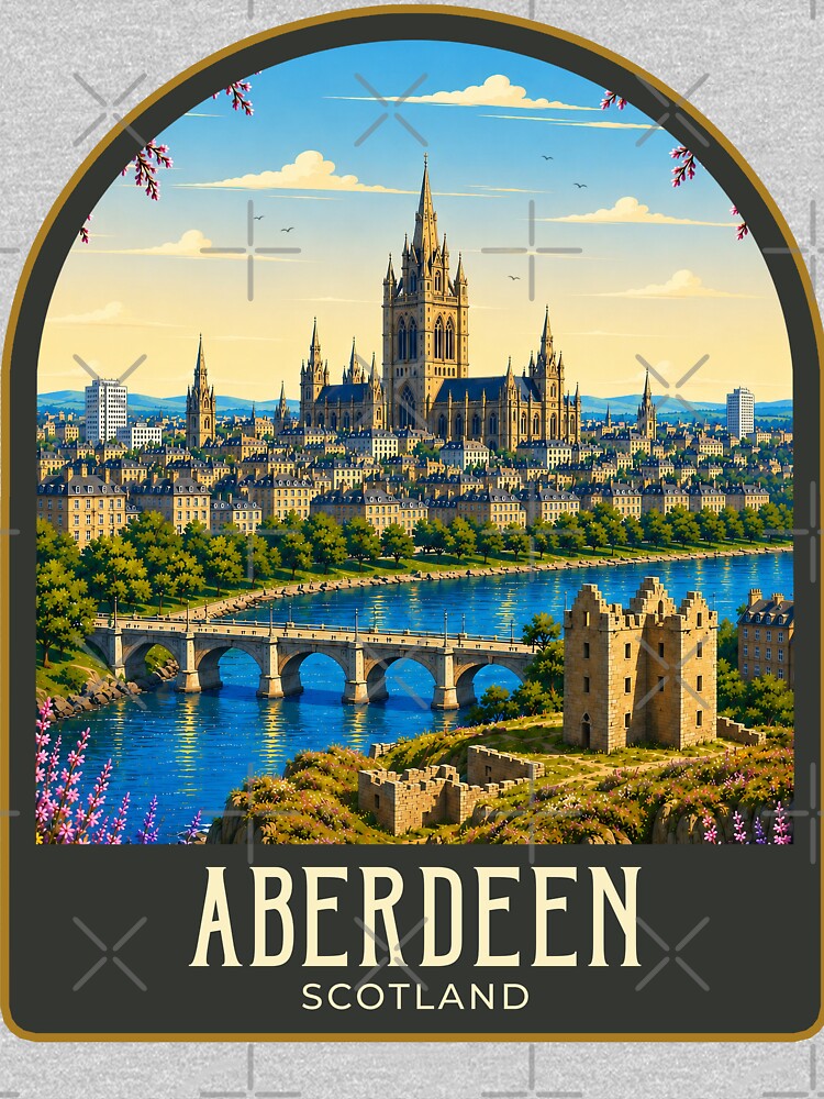 Aberdeen Vintage Travel Illustration by HomeLivingCo