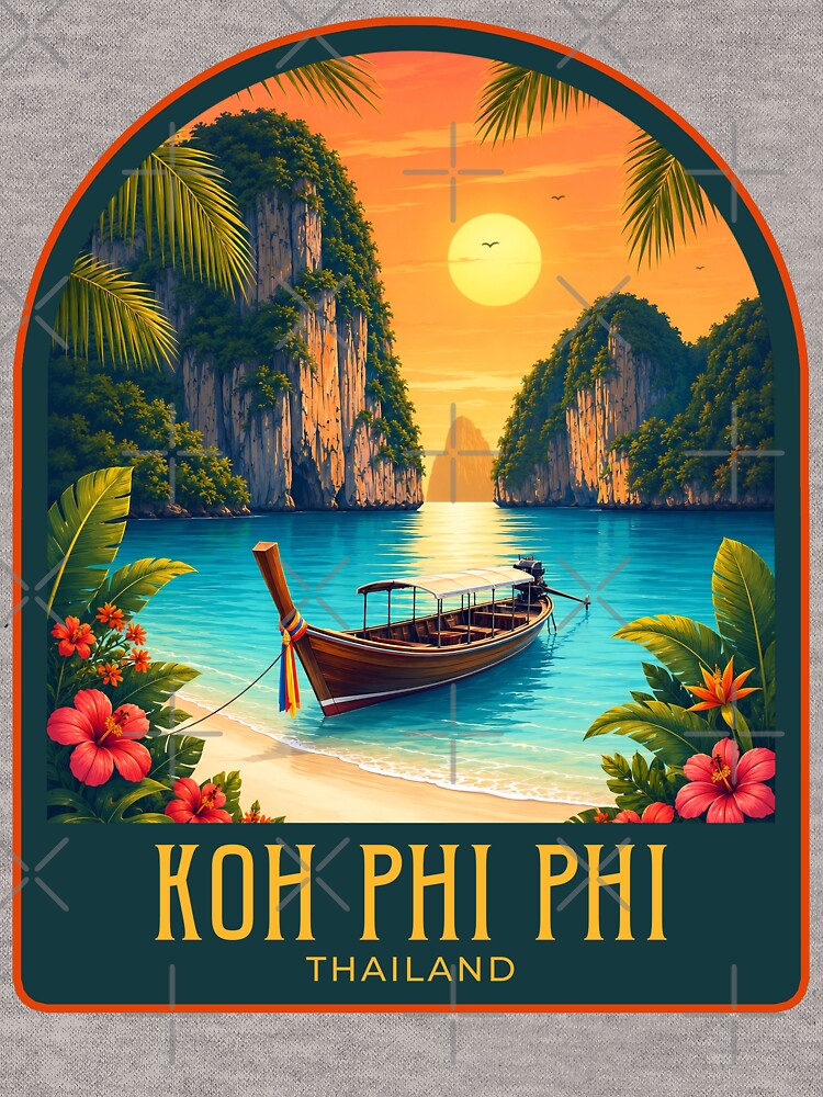 Koh Phi Phi Vintage Travel Illustration by HomeLivingCo