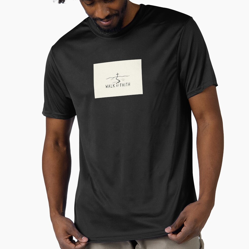 Walk by Faith – Christian Cross Minimalist Typography Design by Alpha-Hood