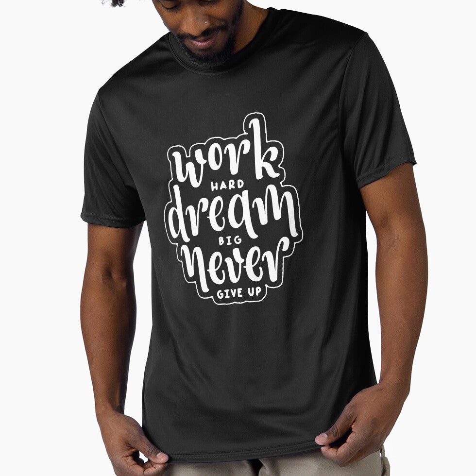 Work hard - Dream big - Never Give Up - inspirational label design by Wooprinto Store