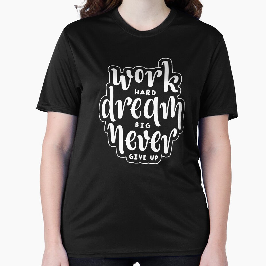 Work hard - Dream big - Never Give Up - inspirational label design by Wooprinto Store