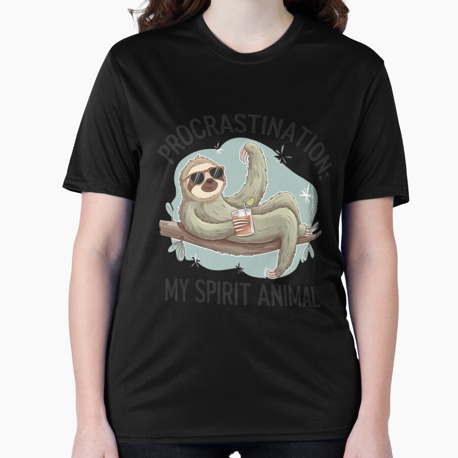 Procrastination: My Spirit Animal" – Funny Sloth T-Shirt | Perfect for Lazy Days by T010