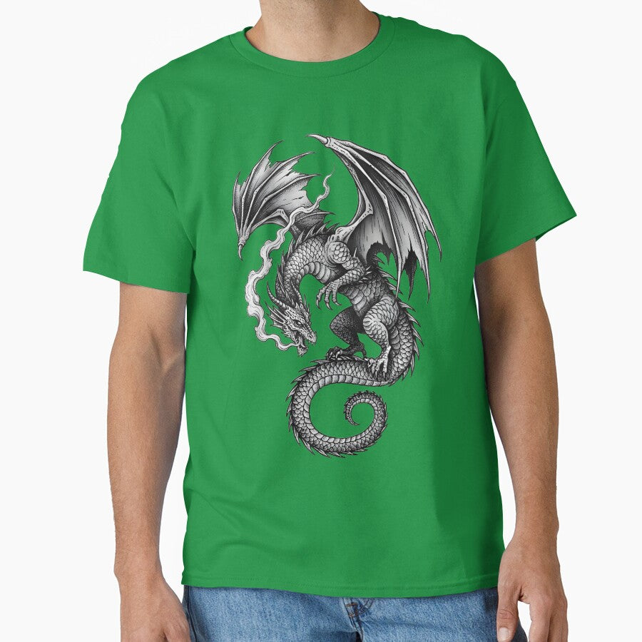 Phantom Dragon Spirit – Dark Fantasy Smoke Dragon Gothic Illustration by DragonSerpent Ink