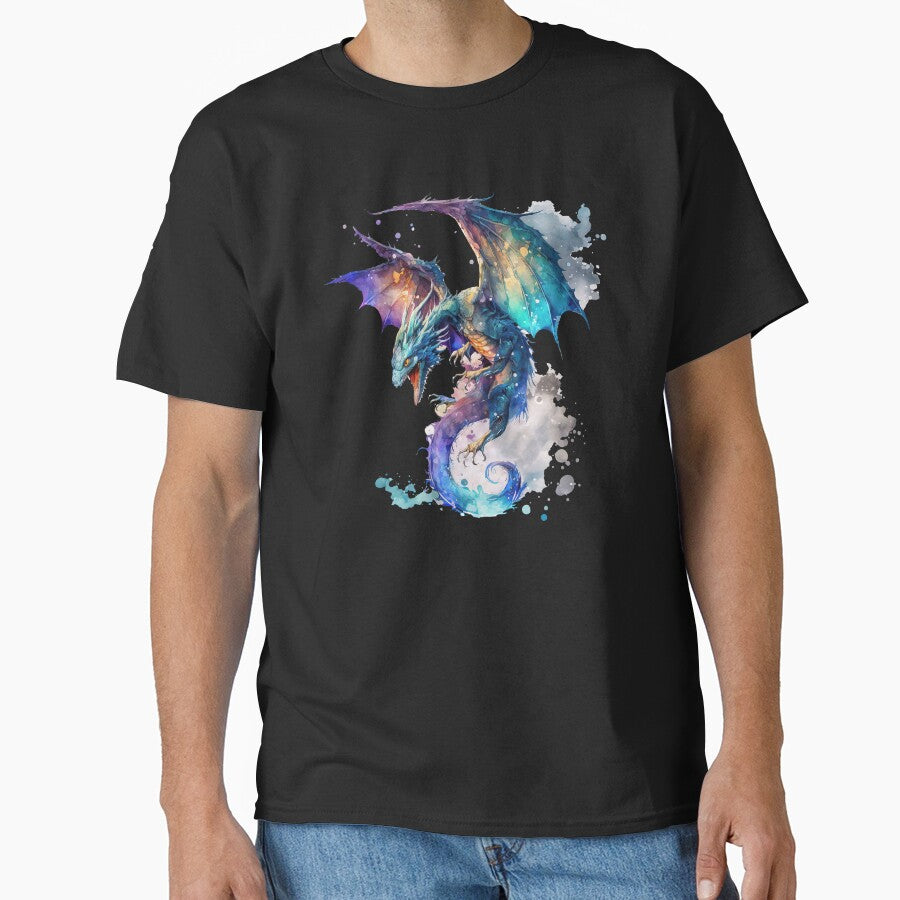 Colorful Watercolor Flying Dragon by MoonFoxDesign