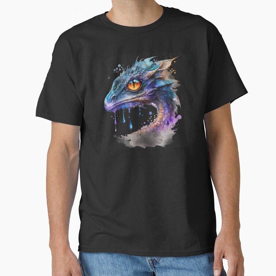 Watercolor Blue Dragon, Water Dragon Portrait by MoonFoxDesign