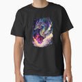 Colorful Starry Dragon in the Deep Space, Nebula Background, Rainbow Dragon by MoonFoxDesign