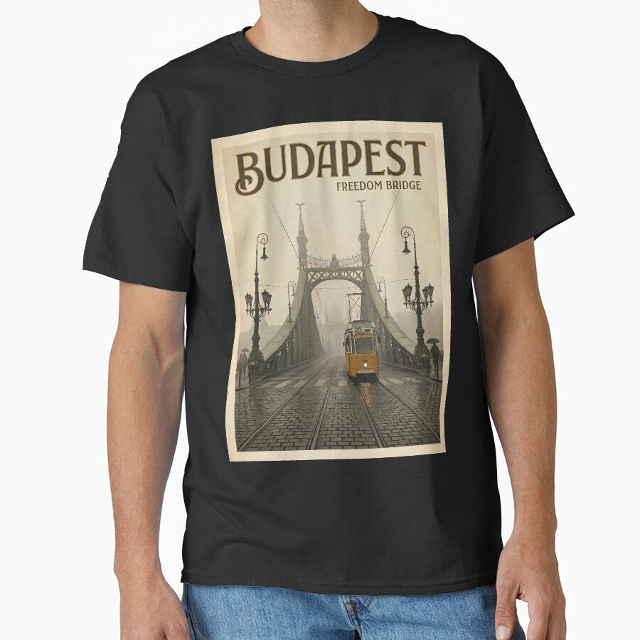 Budapest Freedom Bridge Vintage Travel Poster by Ar0undTheW0rld