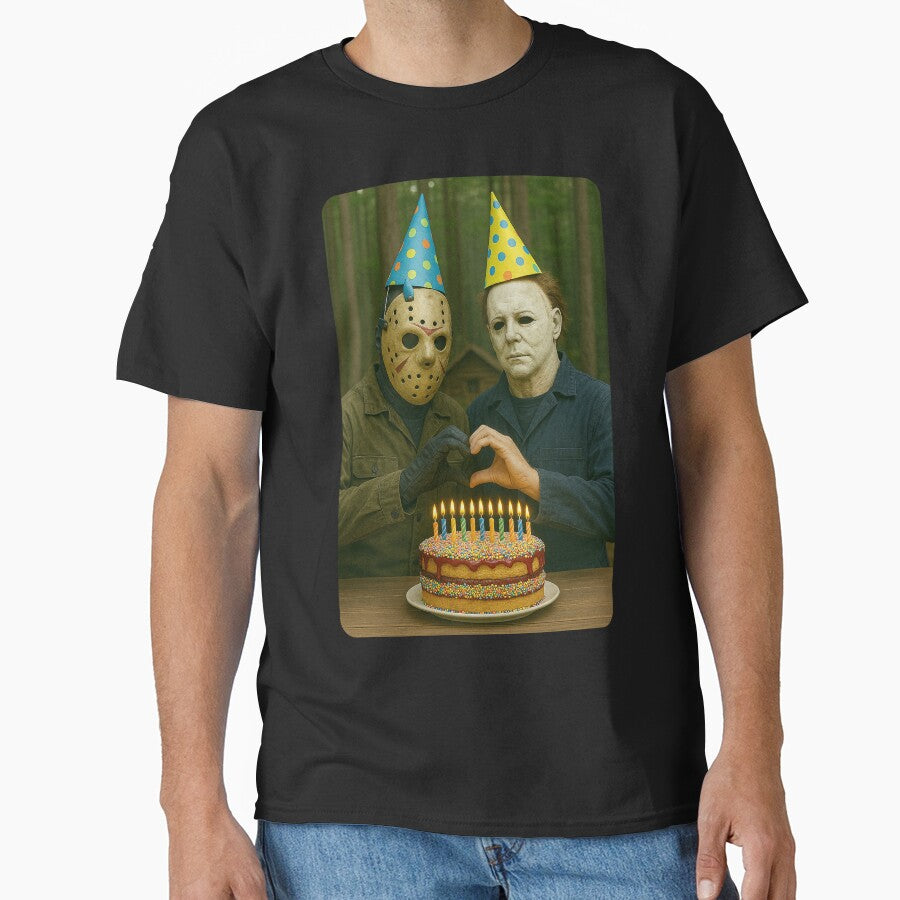 Jason Voorhees and Michael Myers Heart Hands with party hats by keytee