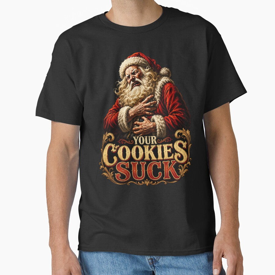 Your Cookies Suck Grumpy Santa Humor by Victor Shadehorn