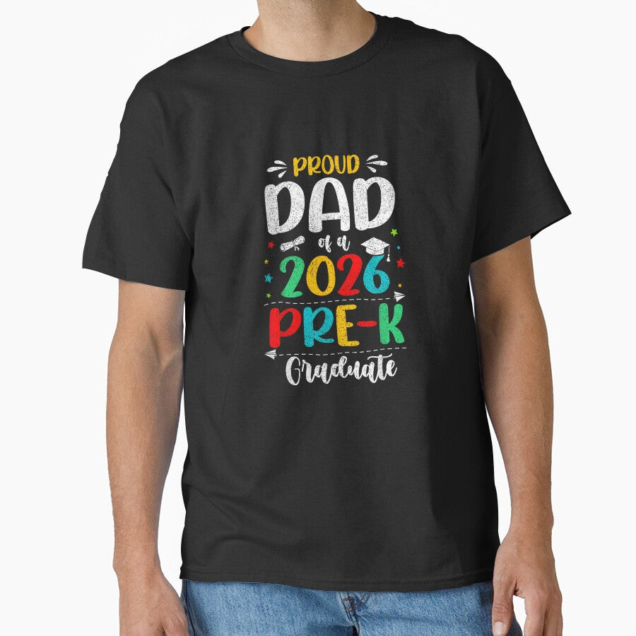 Proud Dad of A 2026 Pre K Graduate Boy Girl Kids T-Shirt by Voila-creative