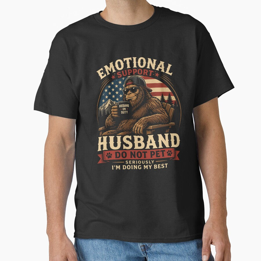 Emotional Support Husband Do Not Pet Funny Bigfoot Sasquatch by kiralynstration