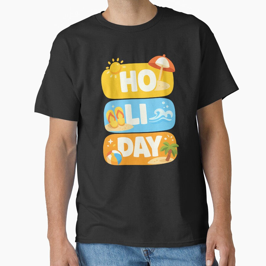 HO LI DAY Beach Holiday Typography Design by TeeTimeTreasure