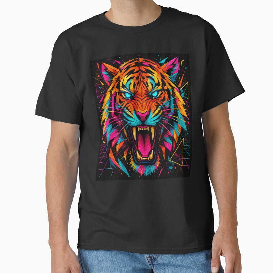 Neon Geometric Tiger Pop Art Roar by Artisticanvas