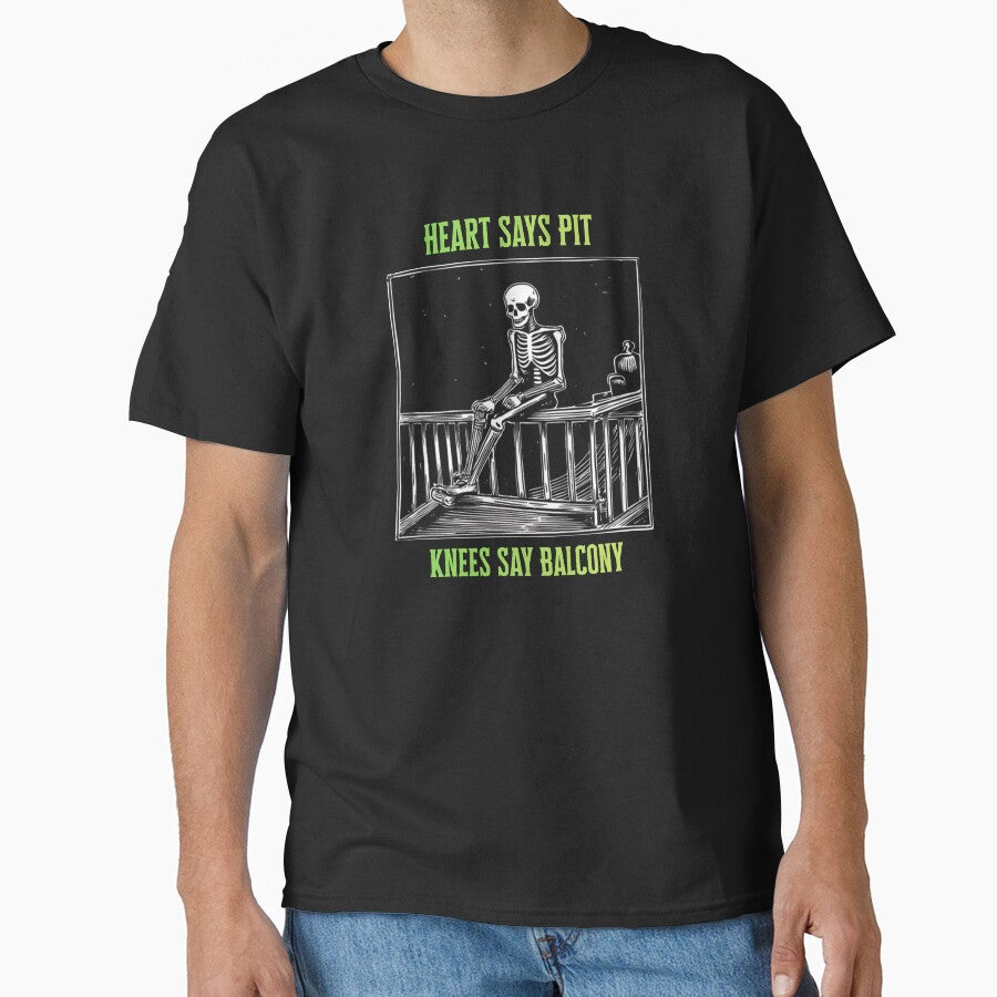 Heart Says Pit, Knees Say Balcony – Funny Concert Quote for Metal & Rock Music Fans by 9morethan9®