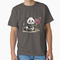 Cute Watercolor Baby Panda with Pink Peony Flower by BreezifyDesignStudio
