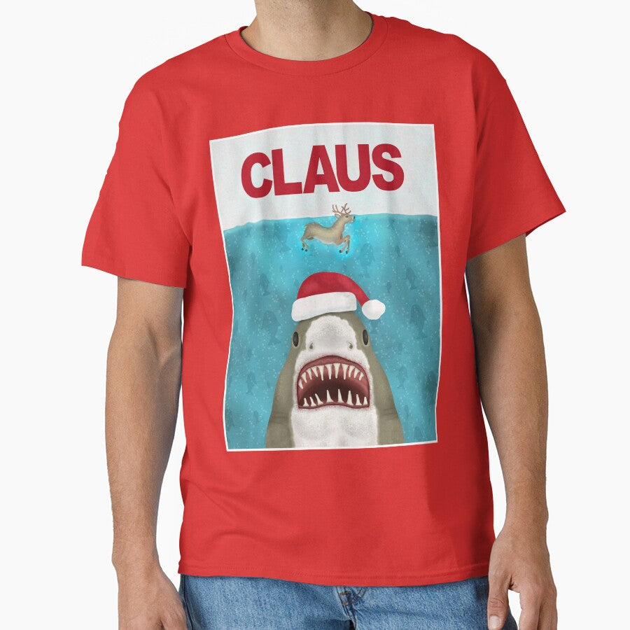 Funny Christmas Santa Claus Shark Reindeer Humor by emkayhess