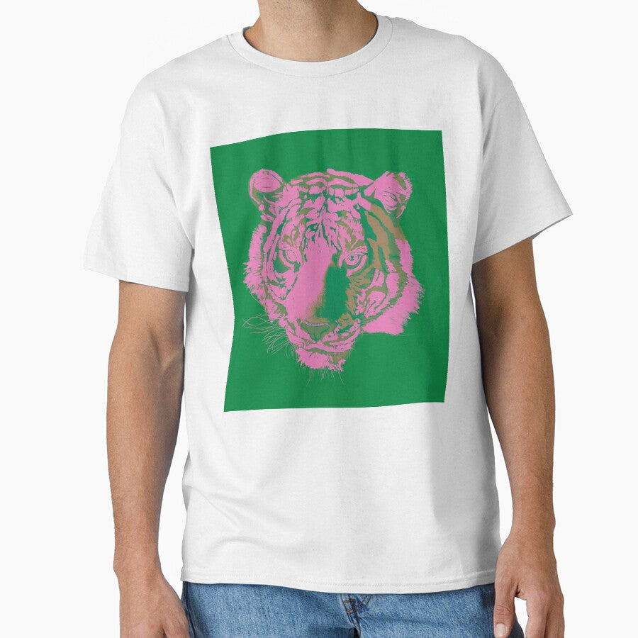 Tiger portrait (pink green) by Isabelle-T