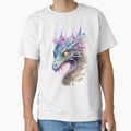 Watercolor White Iridescent Dragon, Dragon Portrait by MoonFoxDesign