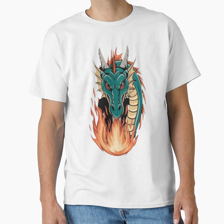 Mystical Flames: A Vintage Dragon Illustration by PrintBreeze