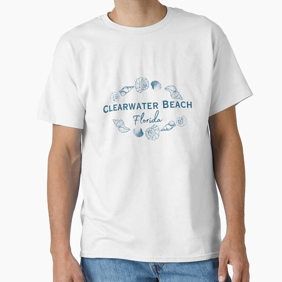 Clearwater Beach Florida Seashell Circle Shirt | Coastal Beach Souvenir Tee | Ocean-Inspired Florida Apparel by DonnaRaine