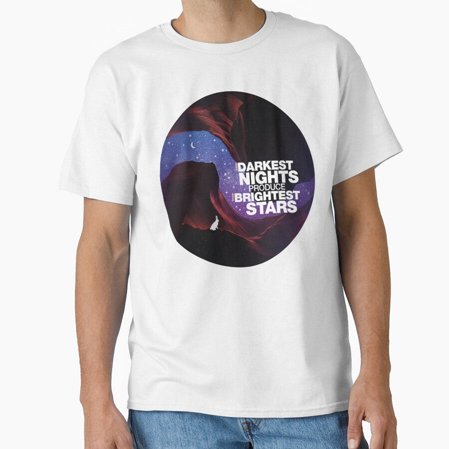 The Darkest Nights Produce The Brightest Stars-Inspirational Quote T-shirt by PixelGrafiks