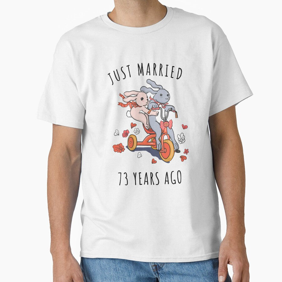 Just Married 73 Years Ago - 73rd Anniversary Couple Bunnies Tee, Phone Cases And Other Gifts by MemWear