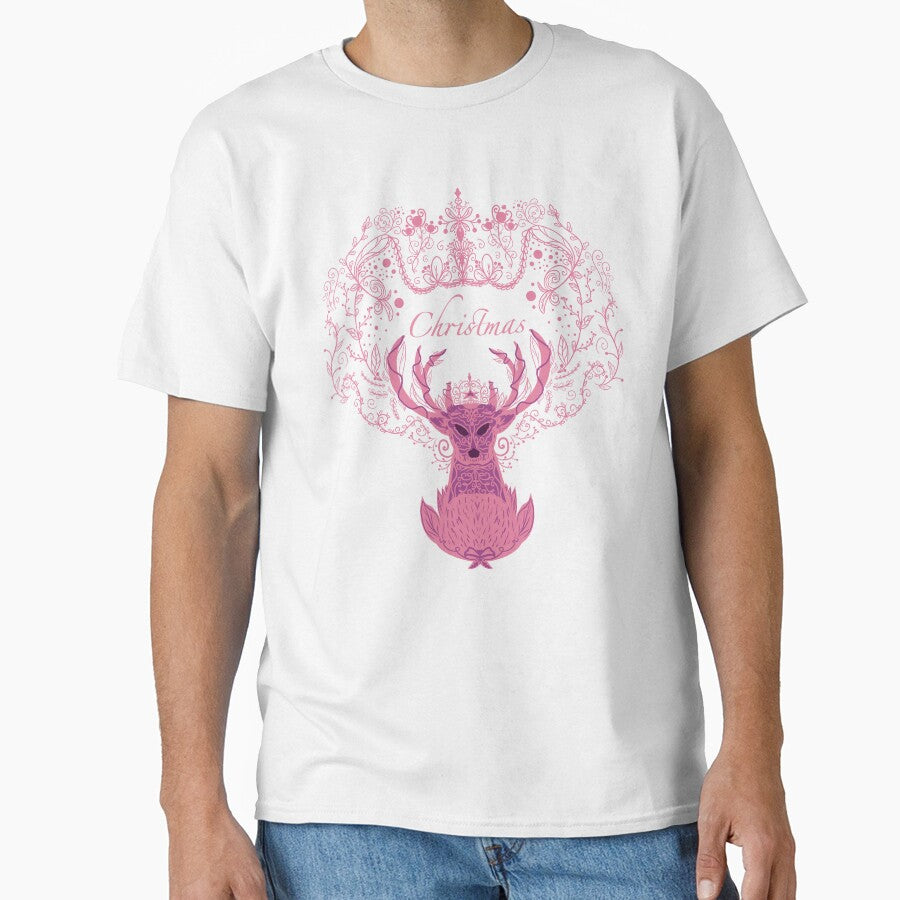 Pink Christmas deer by Xatutik.art