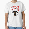 Cute Dachshund Puppy Dog with Valentine Hearts by Jenn Inashvili