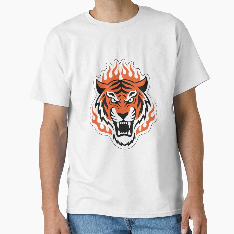 Flaming Tiger Head Sticker Design by Gang store