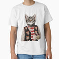 Hipster Cat Wearing Ugly Christmas Sweater With Pizza Cats On It by banwa