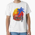 Family Vacation 2021 Red and Yellow Beach Sunset and Coconut Tree by MyPrintCharming